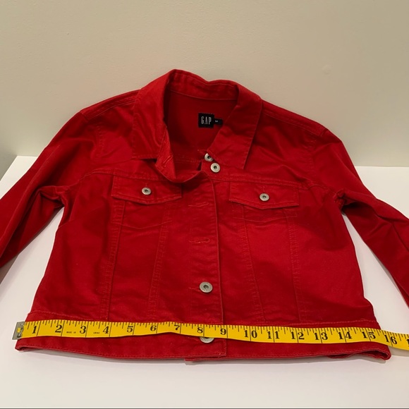 Gap Red Button Down Cotton Jacket 90s Vintage, Size Small Jean Jacket Style - Picture 7 of 8